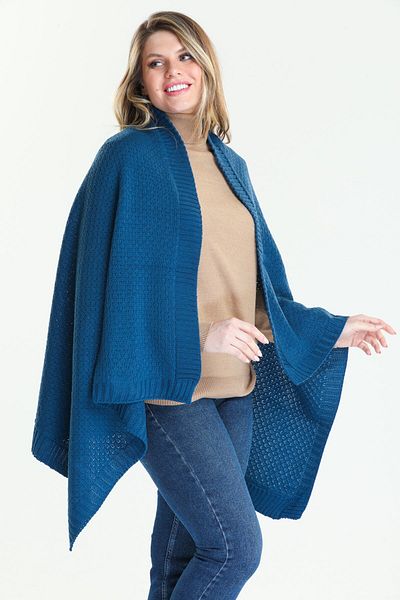 Ocean Petrol Blue Knitwear Shoulder Shawl