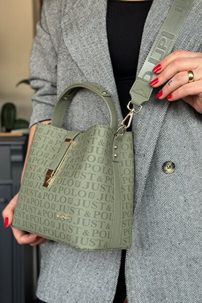 Just Polo Green Print Patterned Women's Shoulder Bag - 92055-Gq