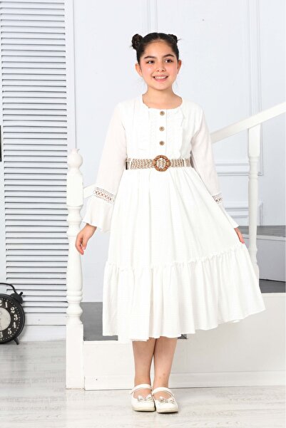 İ&K ŞIMARIK WAITER DRESS WITH SILVERY FABRIC, BELT, BUTTONS, SLEEVES AND LACE...