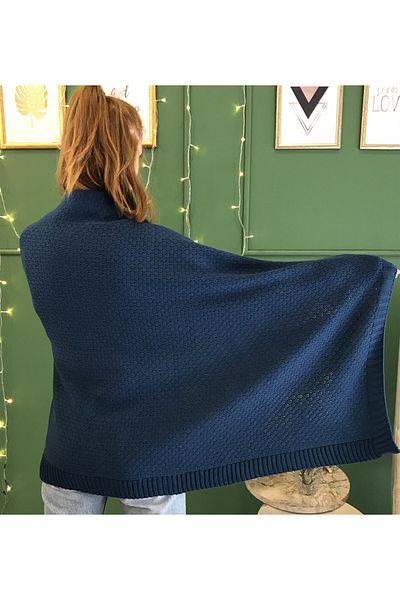 Ocean Petrol Blue Knitwear Shoulder Shawl