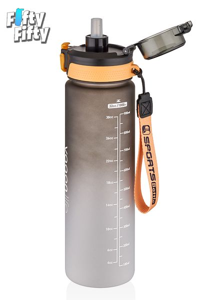 Vagonlife 1 LITER Double Color Motivational Water Bottle Dual Use With Straw And Comfortable Drinking Sticker Gift