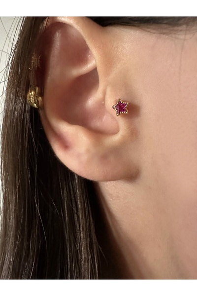 Okko Store Cerrahi Çelik Renkli Yıldız Tragus, Piercing