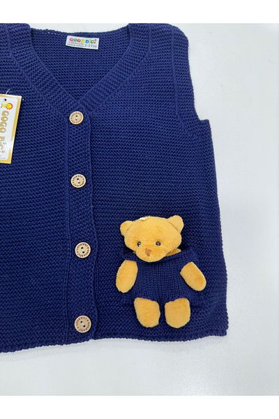 gogo bici Teddy Bear Detailed Boy's Knitwear Vest