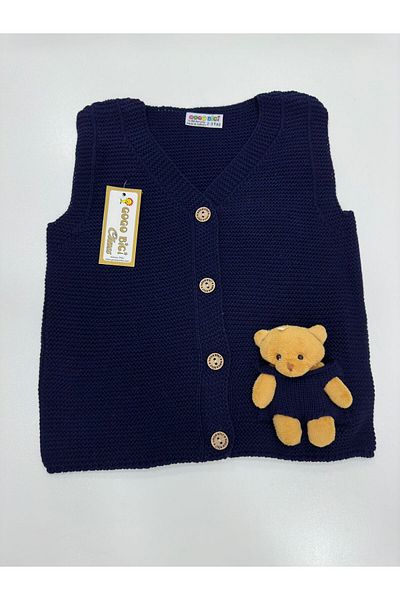 gogo bici Teddy Bear Detailed Boy's Knitwear Vest