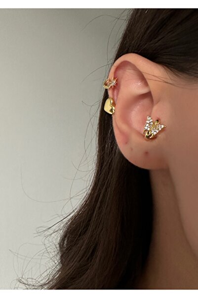 Okko Store Cerrahi Çelik Halka Kelebek Tragus Piercing