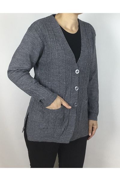ECE GİYİM Κοντή μάλλινη ζακέτα Mother - Μπροστινό κουμπί και τσέπες