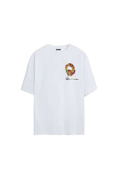 THEWERT Unisex slušalice u akvarelnim bojama Štampano bela Oversize kroj majica