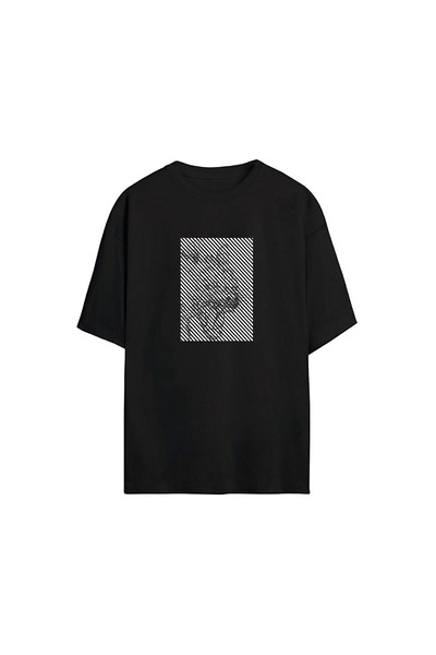 THEWERT تي شيرت أسود كبير الحجم للجنسين - مطبوع عليه حمار الهيئ