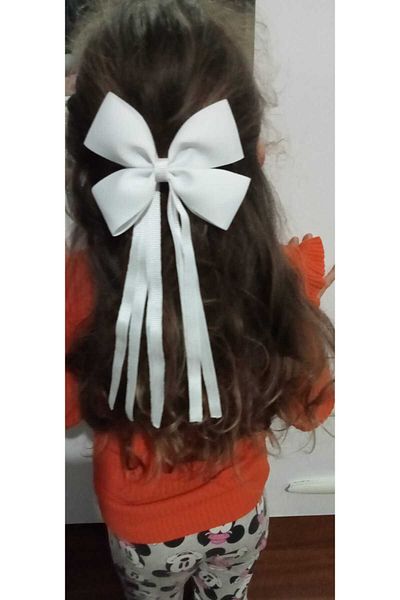 Sare Çocuk Giyim Cataramă de școală realizată manual din satin cu fundă albă