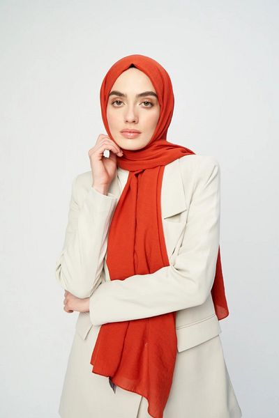 Modakaşmir Orange Cotton Shawl