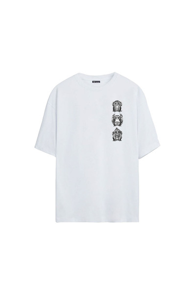 THEWERT Bela Oversize kroj Unisex T-shirt - Tri mudra majmuna Štampano