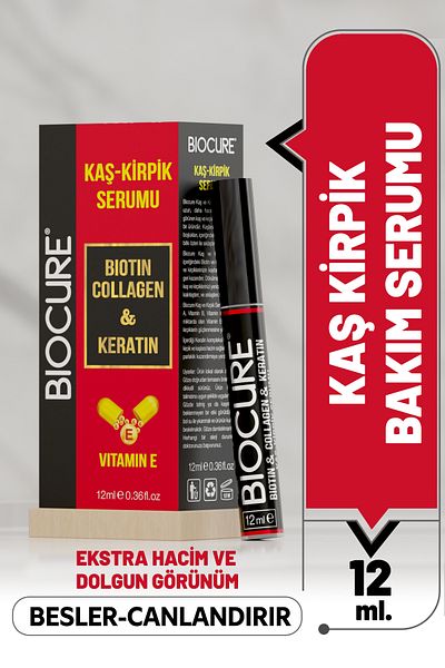 Biocure Biotin & Collagen & Keratin Eyebrow Eyelash Serum with Vitamin E / 12 Ml
