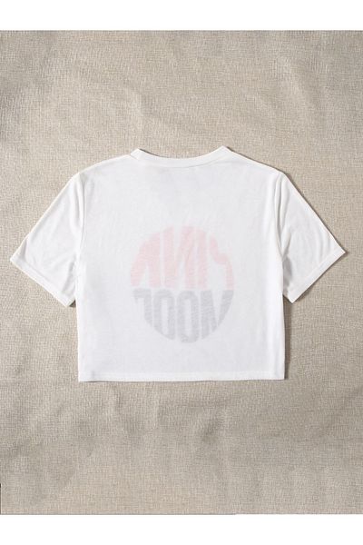 Jose Clothing ΓΥΝΑΙΚΕΙΑ ΛΕΥΚΗ ΕΚΠΤΩΜΕΝΗ ΚΟΝΤΟΜΑΝΙΚΗ ΣΤΟ ΣΩΜΑ OTURAN CROP TOP BABY TEE BLUZ