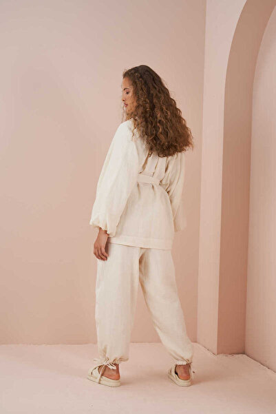 Mevra Balon Kollu Müslin Tunik Ekru