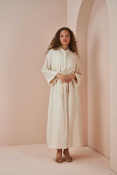 Mevra Ferace Muslin Dress Ecru