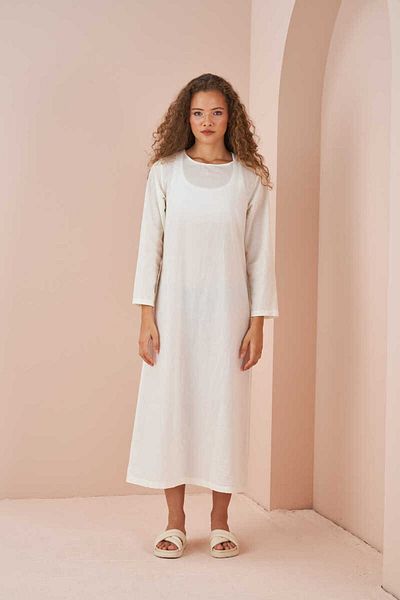 Mevra Ecru Cotton Voile Lining - Long Sleeve Lined