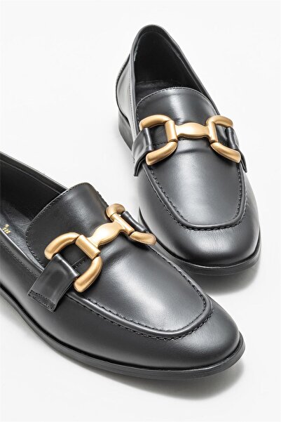 Elle Shoes Кожени черни дамски мокасини