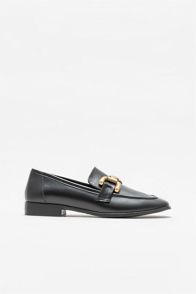 Elle Shoes Leather Black Women's Loafer