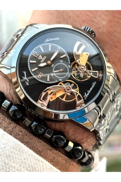 Fiesta Automatic (BATTERY-LESS) Case, Strap Steel (NOT DARKENING OR FADING) Luxury Silver Color Men's Wristwatches
