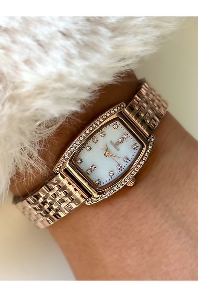 Reward Rectangular Case Steel Strap Rose Wristwatches+bracelet