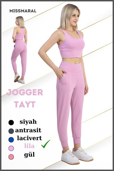missmaral Κολάν Λιλά Χρώμα Ψηλόμεσο Jogger Άνετη Εφαρμογή Διπλή Πλαϊνή Τσέπη Sports Look Trend Jogger 106103