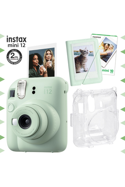 Fujifilm Instax mini 12 Yeşil Fotoğraf Makinesi-10'lu Film-Mini Albüm ve Şeff...