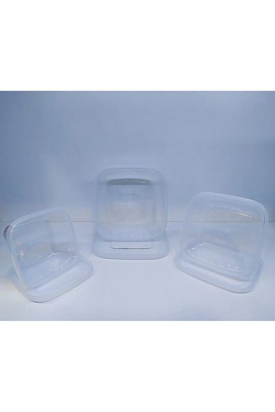 YorulmazAmbalaj Asude / Yeast Square Storage Container Set of 3 - 500-900-1500 ML / ASD024