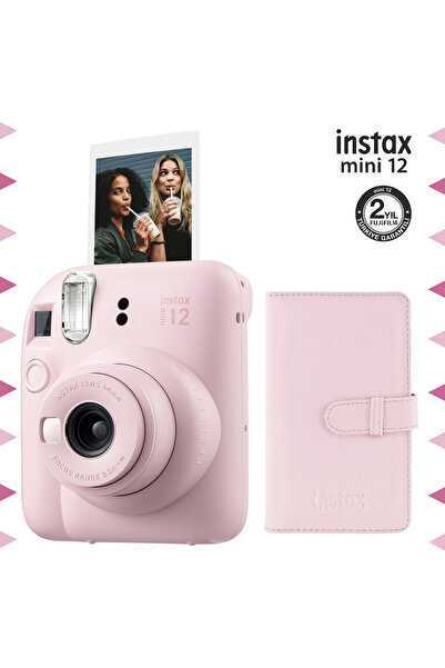 Fujifilm Instax mini 12 Pembe Fotoğraf Makinesi ve 96'lı Laporta Albüm Seti