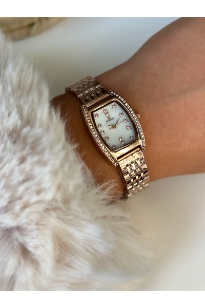 Reward Rectangular Case Steel Strap Rose Wristwatches+bracelet