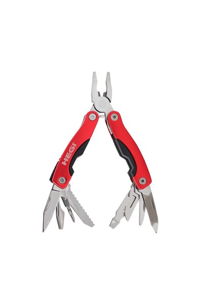 Hegi 10 Fonksiyonlu Paslanmaz Çelik Kamp Pensesi - Kırmızı