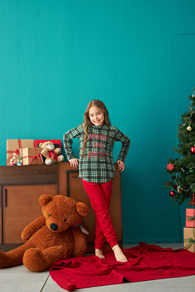 Siyah İnci Alt-Üst Polar Nakışlı Pijama Takım