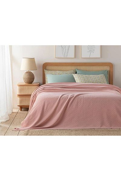 English Home Plain Cotton Double Pike 200x220 Cm Pink