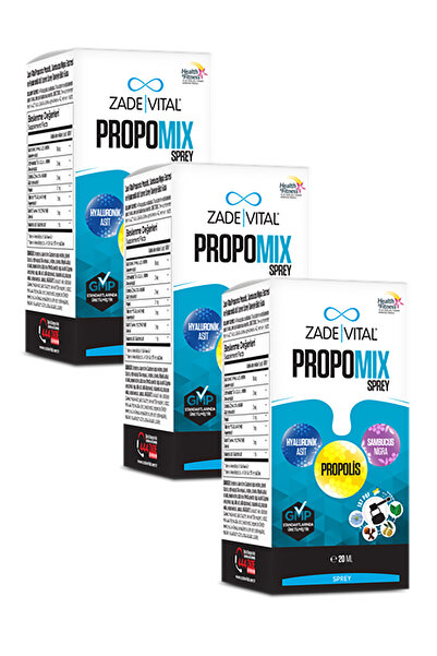 Zade Vital PROPOMIX SPREY (Propolis, Çörekotu, Kara Mürver Ve Hyaluronik Asit) 20ML (3 ADET)