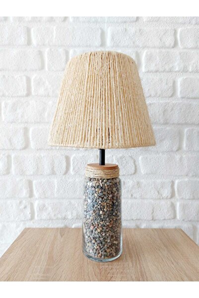 RETRO NOW Rıver Renkli Dere Taşı Cam Ayaklı Abajur