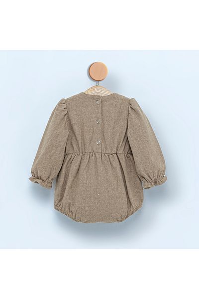 COLORED BABY Baby Girl Scallop Collar Bow Detailed Romper Jumpsuit