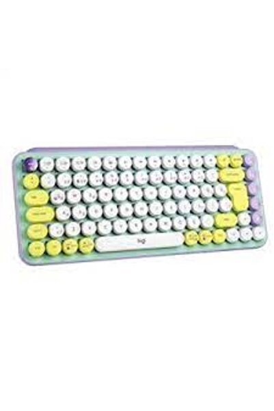 logitech 920-010819 POP Keys Yellow-Lilac Kablosuz Mekanik Emoji Klavyesi