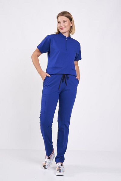 Owlet Medikal Saks Blue Scrubs με λεπτομέρεια με φερμουάρ