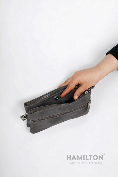 HAMILTON Оригінальна жіноча сумка на плече та руку з регульованим ремінцем Dort Gozlued Leather Textured Clamshell Tight Shoulder And Hand Сумка на плече та руку