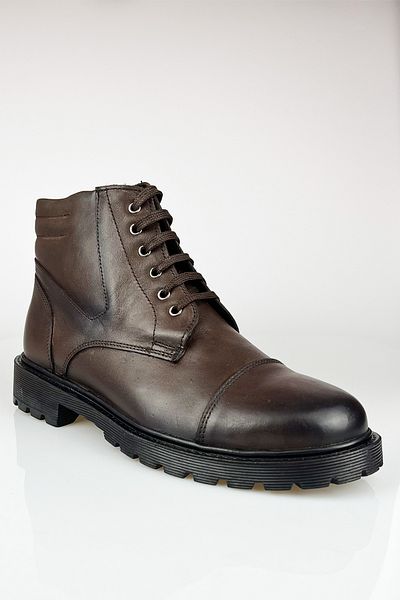 LUSIVE Genuine Leather Brown Cold-Proof, Non-Slip Sole, Zippered Men's Winter Boots LUAS24AL0012