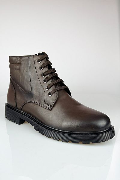 LUSIVE Genuine Leather Brown Cold Proof, Non-Slip Sole, Zippered Men's Winter Boots LUAS24AL0013