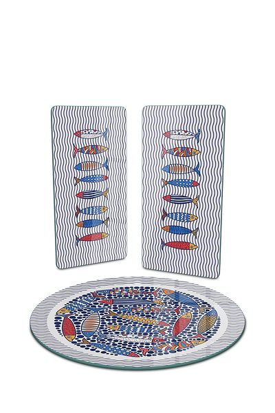 Decovetro 3-Piece Round Set Glass Presentation Service - Marine Sardini