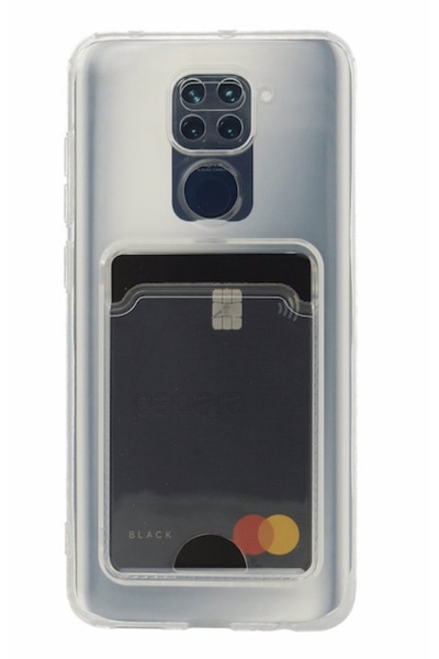 Go Aksesuar Xiaomi Redmi Note 9 Uyumlu Kartlıklı Şeffaf Kılıf