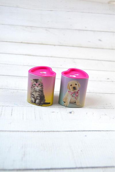 Kids Like Metal Chamber Double Blade Cute Animals Pencil Sharpener 2 Pieces
