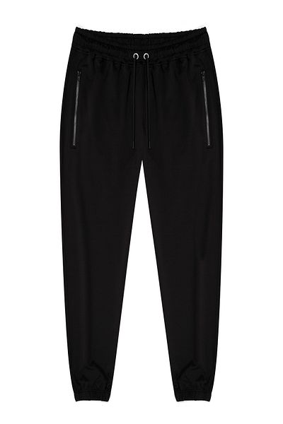 Cottonland Ανδρικό παντελόνι LORENZO Micro Satin/Cotton Elastic Leg Drape ΜΑΥΡΟ