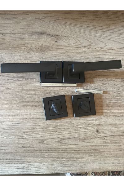 bersayapı Lama Sheet Square Badge Wc Door Handle Black 1 Set