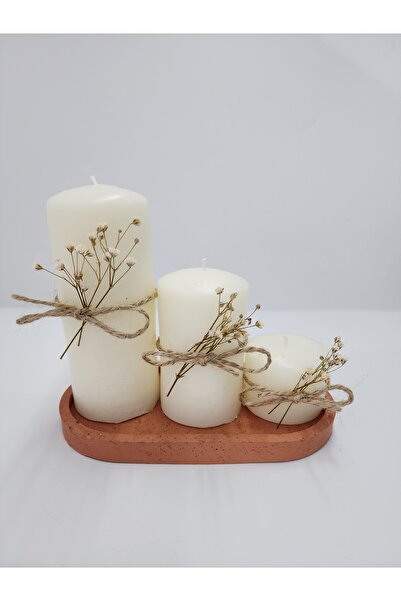 M&C Concept 3'lü Kokulu Büyük Silindir Mum Ve Mumluk Organizer Seti (14 X 9 X...