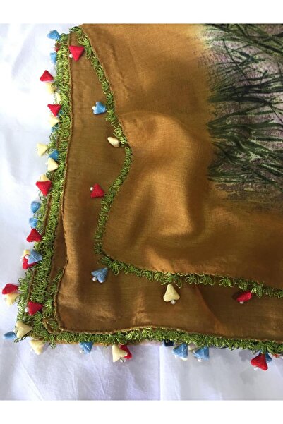 Papatyam Handwork Needle Embroidered Writing/Needlework/Needle Embroidered Lurex/Needle Embroidered Cheesecloth/Scarf/Hand Knitted writing/Reyan