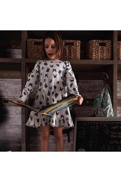 Antebies Long Sleeve Butterfly Pattern Nightgown