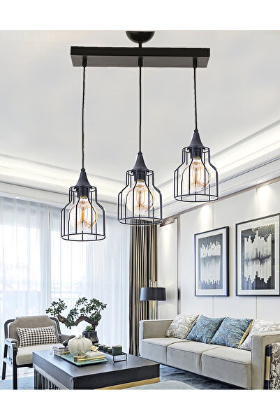 Etsylight Ametist Lüx Sıralı 3 Sarkıt Avize