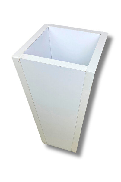 Cihan Çiçekçilik Beyaz Ahşap Mdf Vazo Saksı 19x19x38 Cm Iç Mekan Saksısı